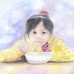 Yellow Noodles- Water color portrait